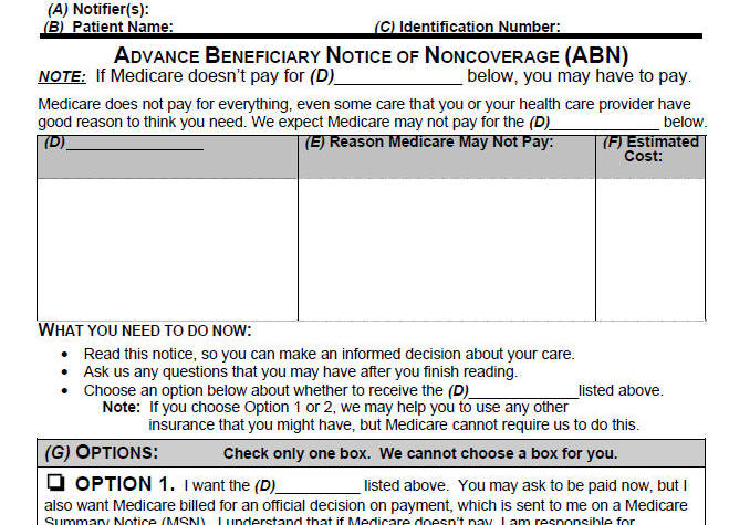 New Medicare Advance Beneficiary Notice ABN CMS-R131

